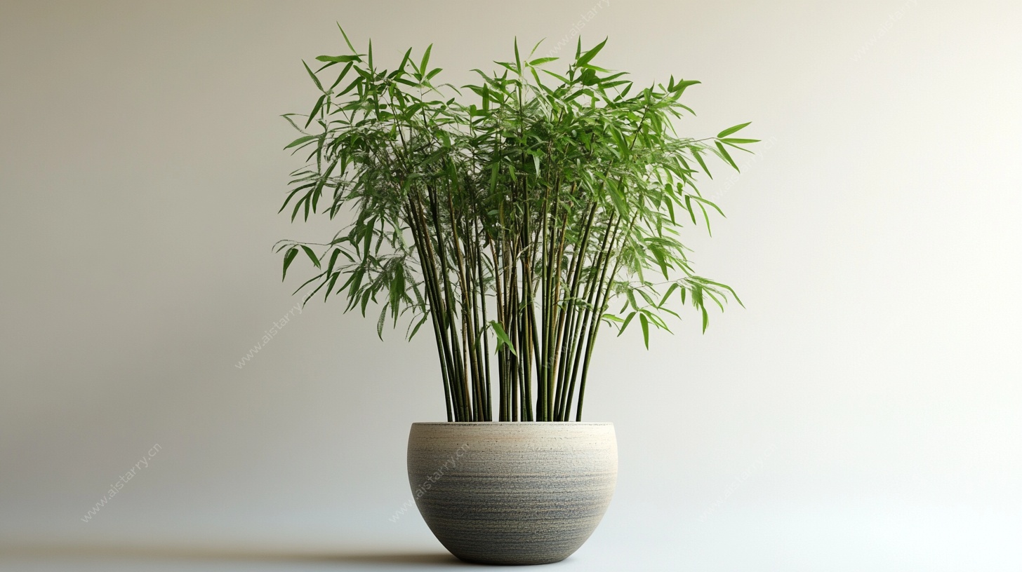 简约盆栽竹子静物图