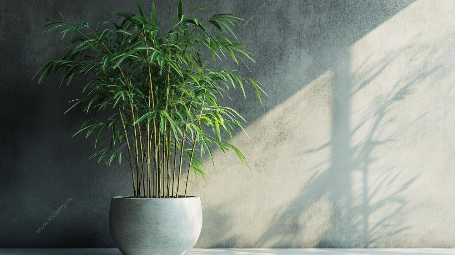 室内绿植 光影下的翠竹