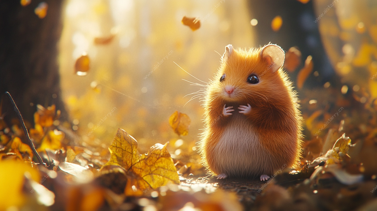 秋日萌鼠林间俏皮瞬间