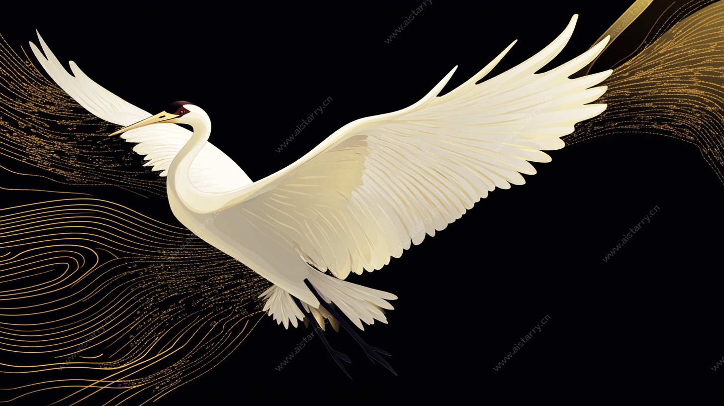 白鹭金纹飞舞图
