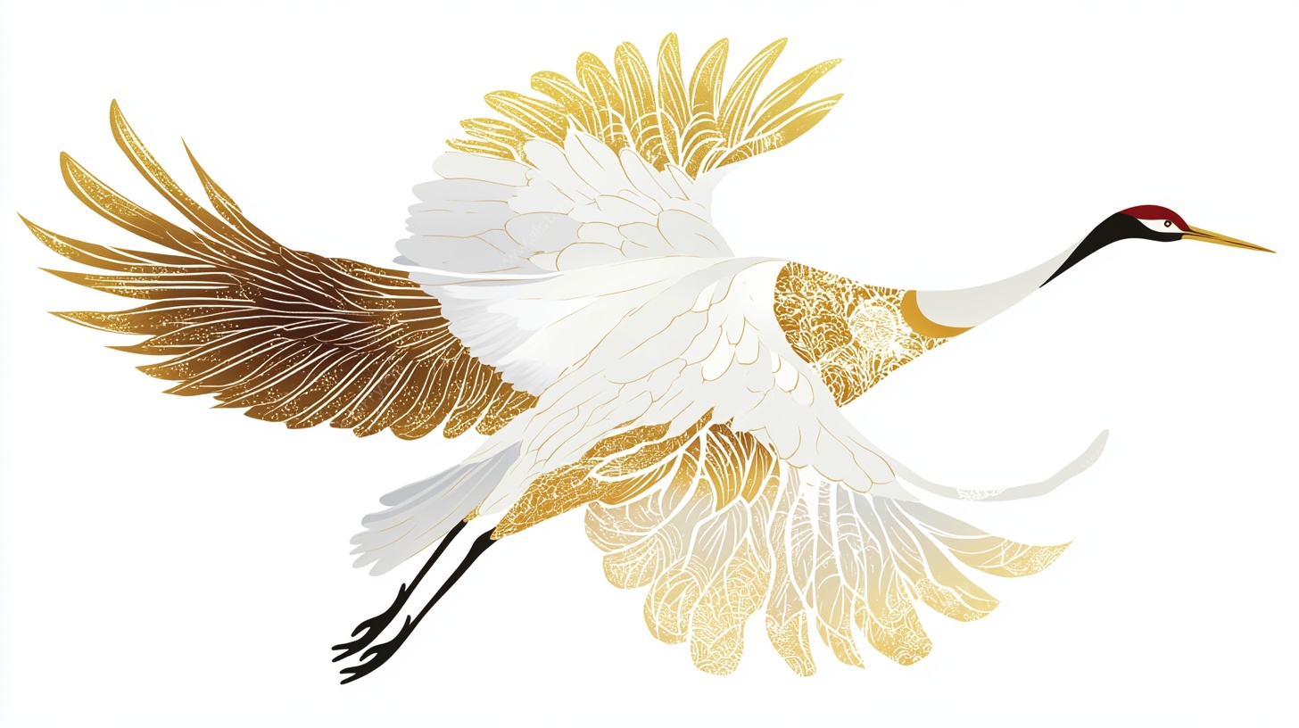 展翅金羽丹顶鹤