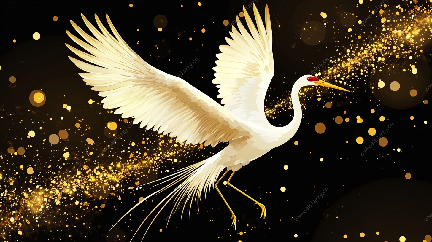 金辉白鹤展翅图