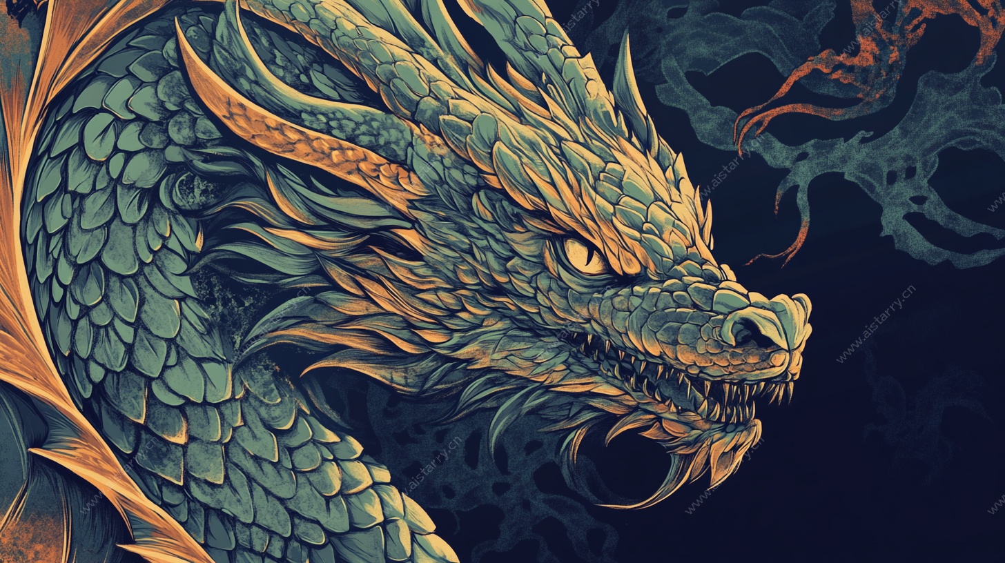 威严东方龙插画