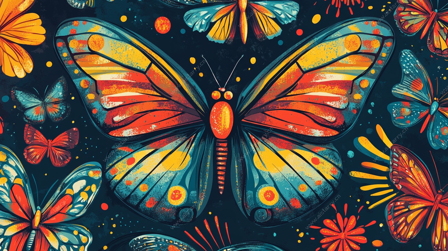 多彩蝴蝶梦幻图案