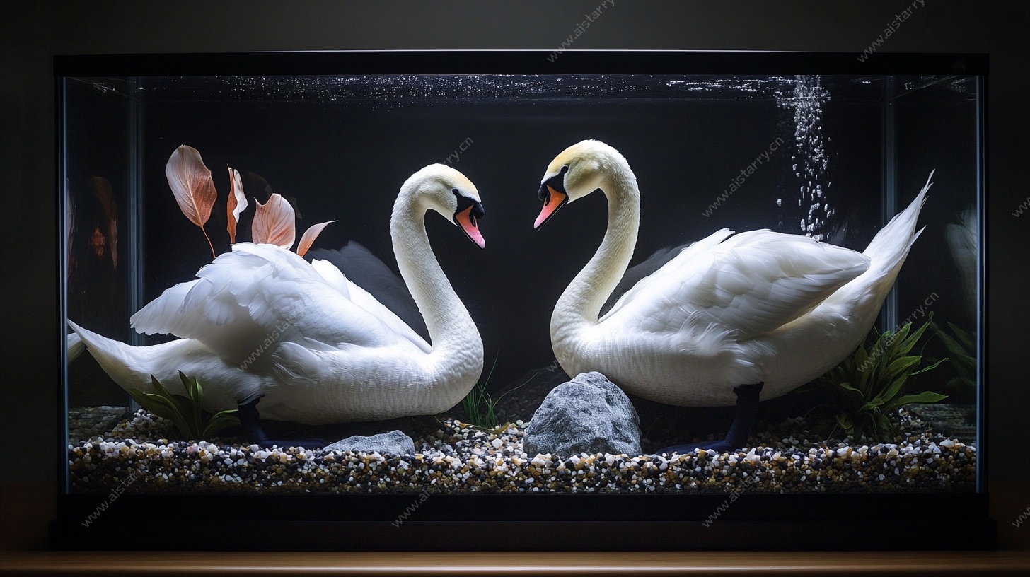 双天鹅造景水族箱