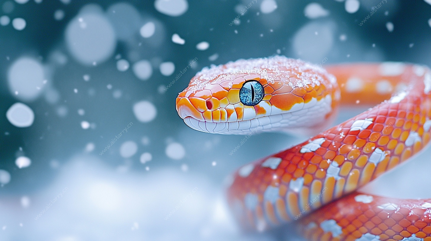 雪中美蛇特写