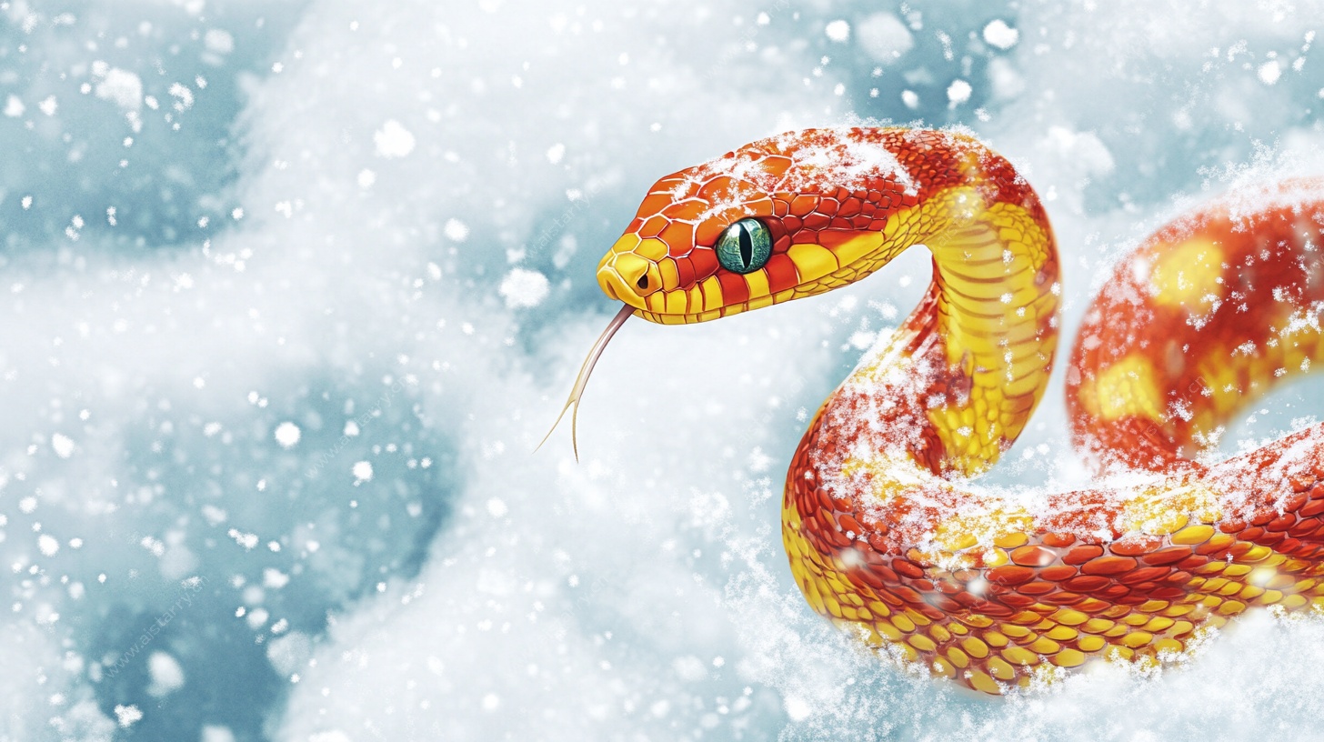 雪地中的斑斓蛇