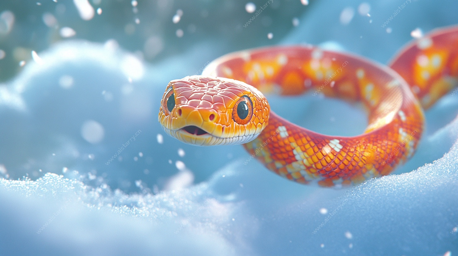 雪地中的斑斓蛇