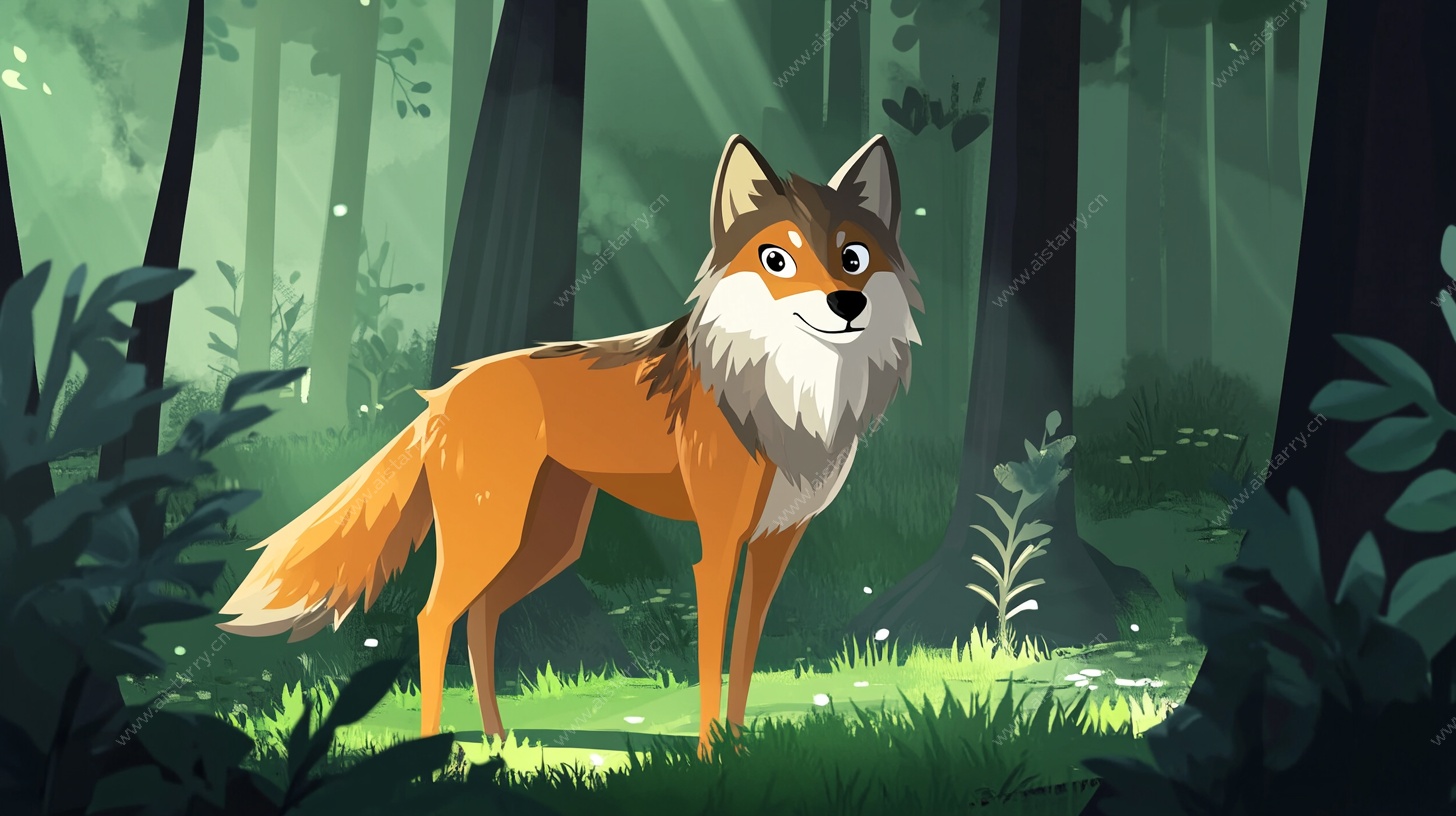 森林中的狐狸插画
