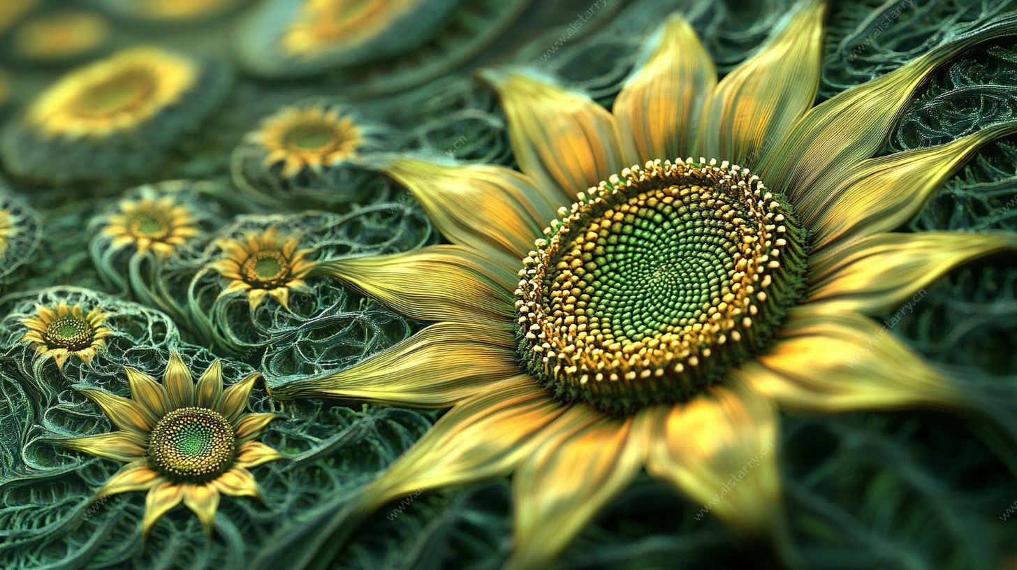 梦幻向日葵的艺术绽放