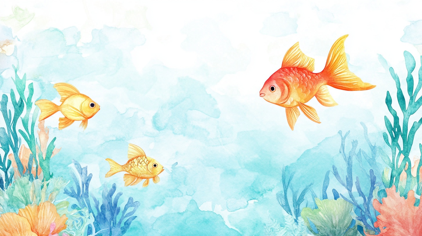 畅游海底的金鱼插画