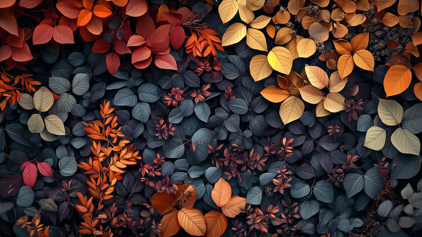 多彩秋叶的自然艺术图景