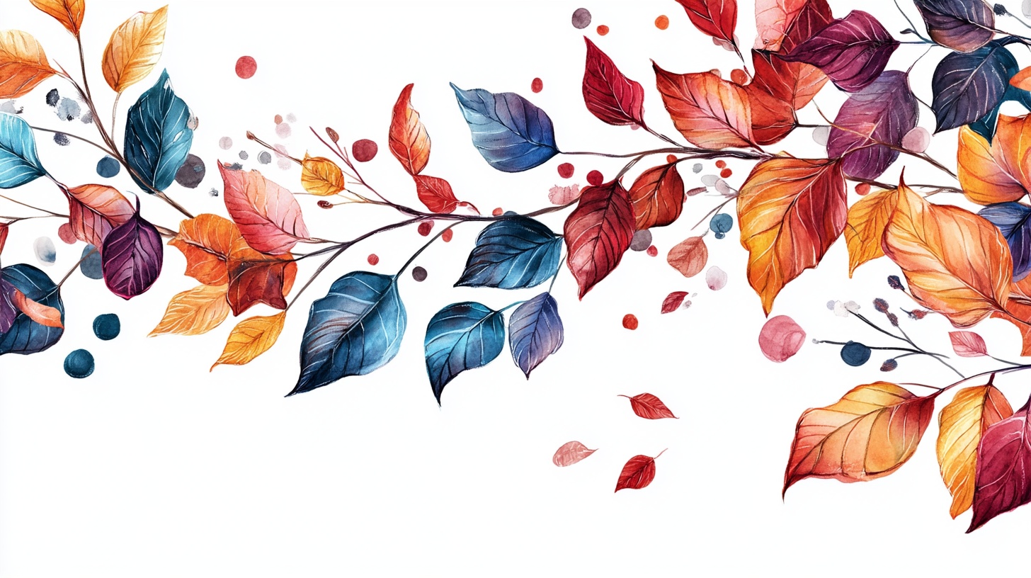 秋季水彩枝叶装饰图案