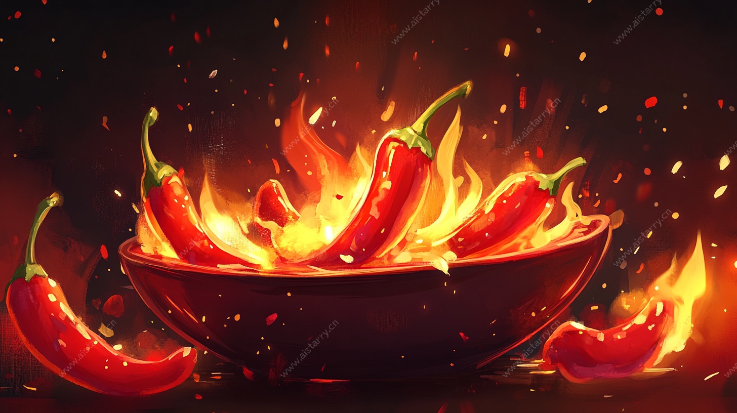 火焰中的红辣椒碗