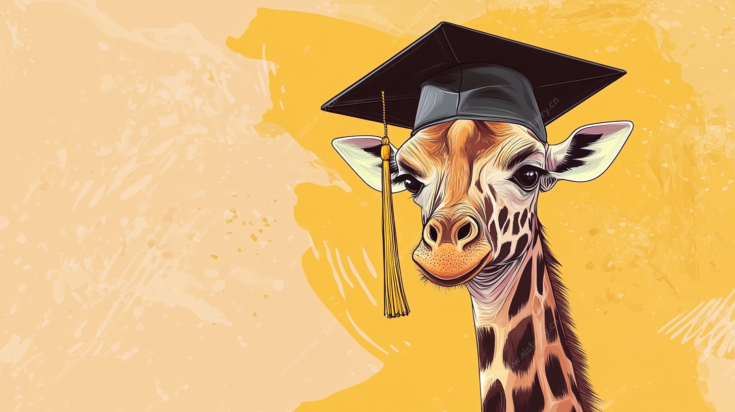 戴学士帽的长颈鹿