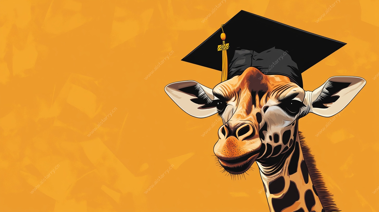 戴学士帽的长颈鹿