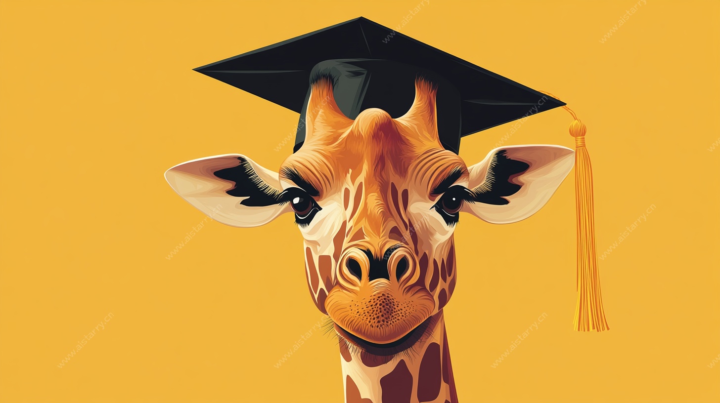 戴学士帽的长颈鹿