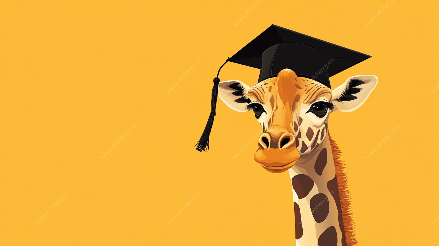 戴学士帽的长颈鹿