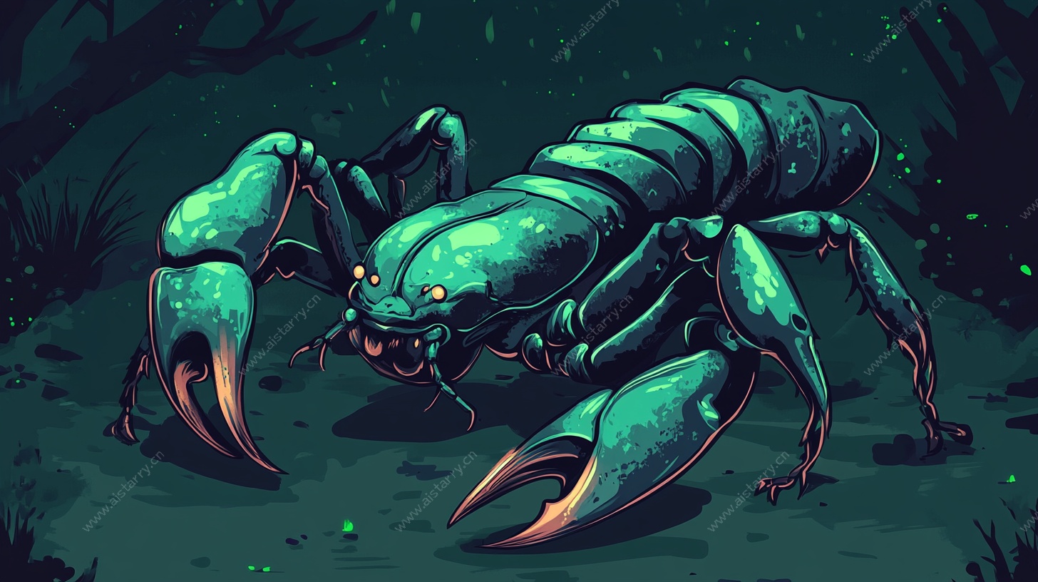 黑暗中的凶猛大螯龙虾