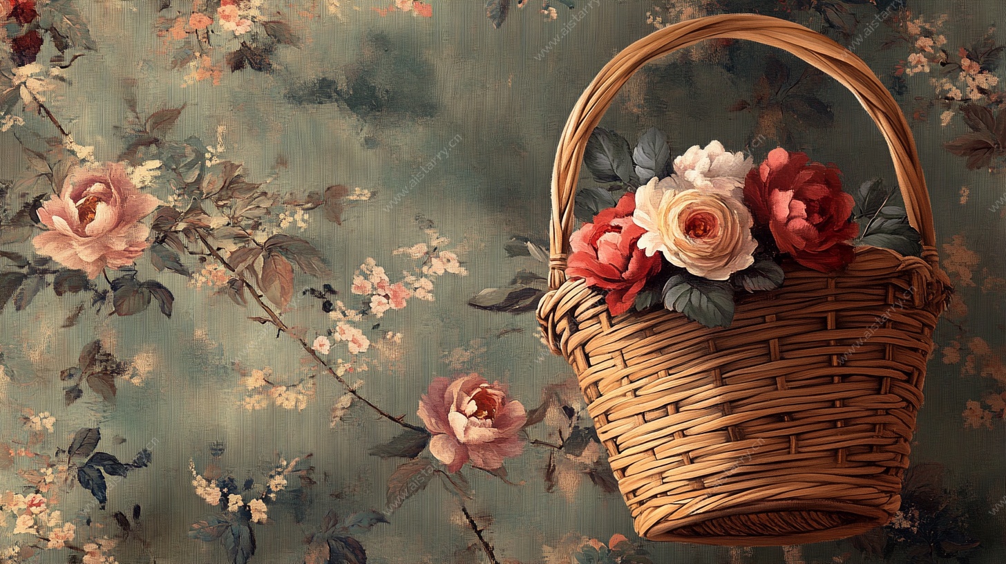 花篮中的娇艳花卉