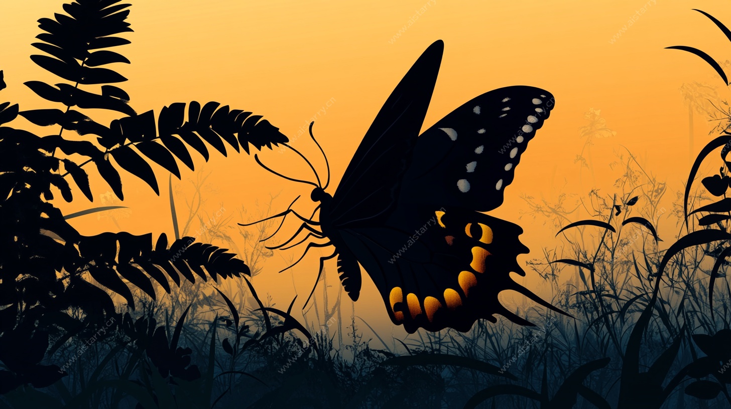 黄昏下的蝶影