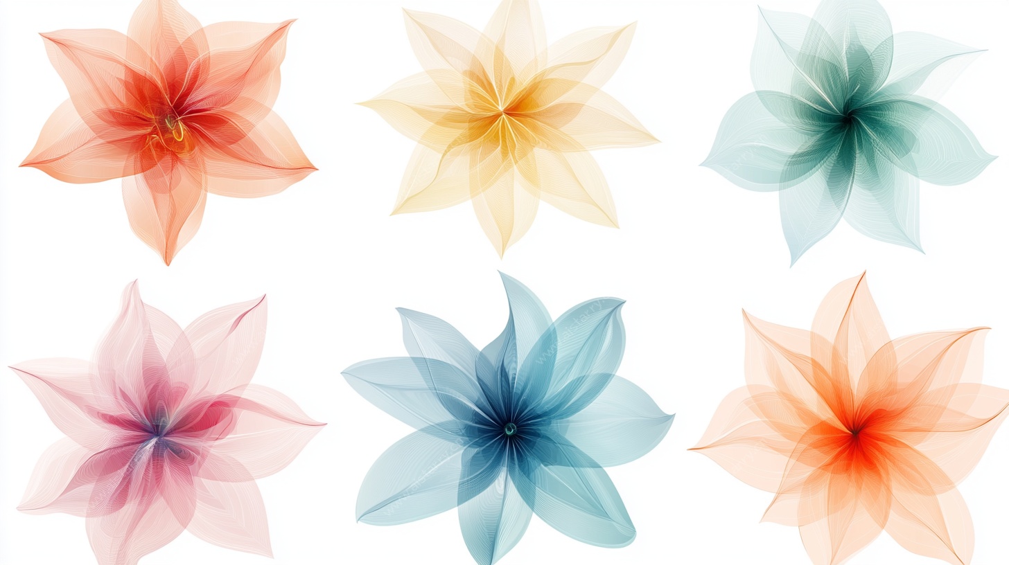 多彩透明花朵图案集合