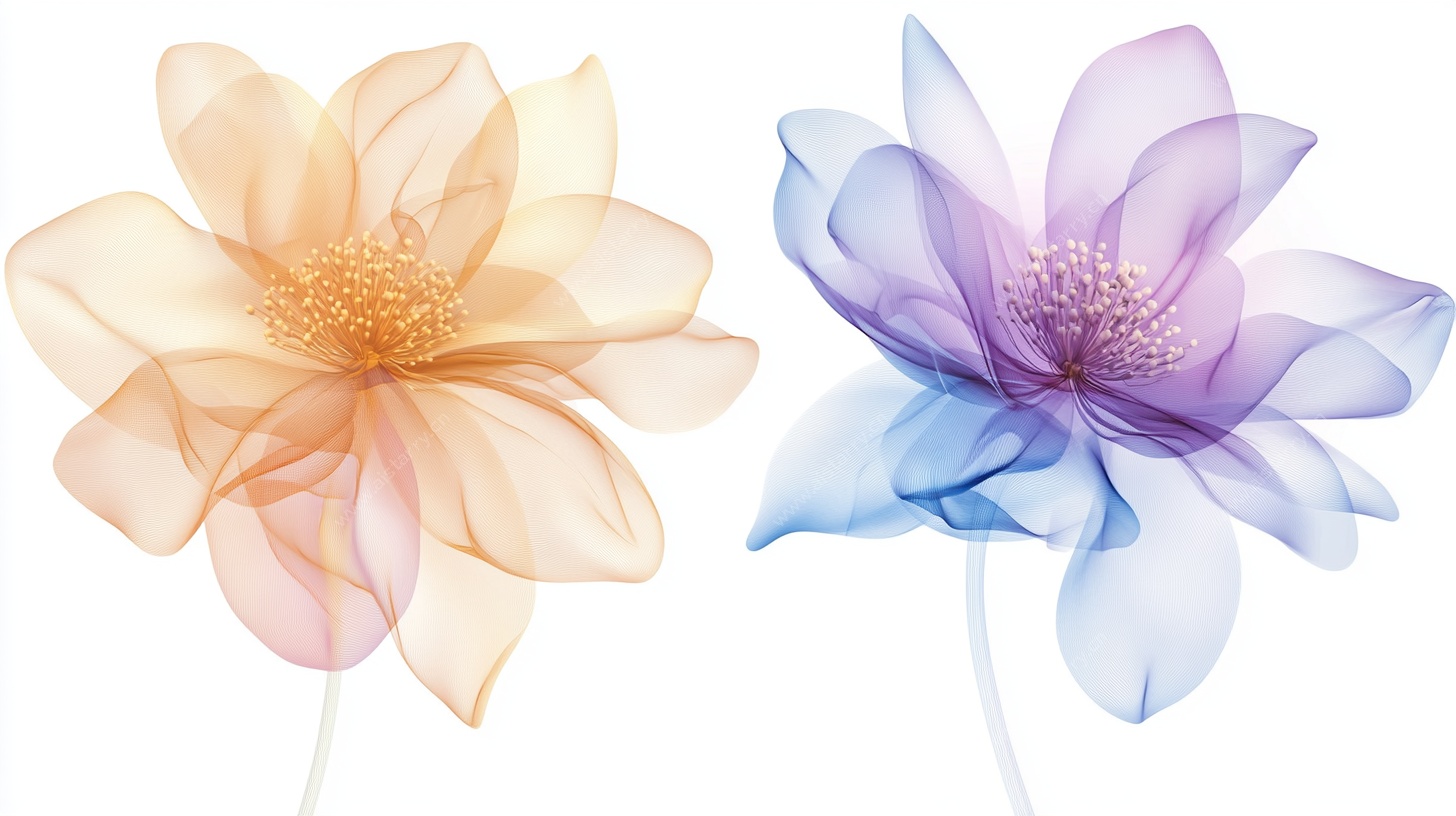 梦幻透明花卉插画