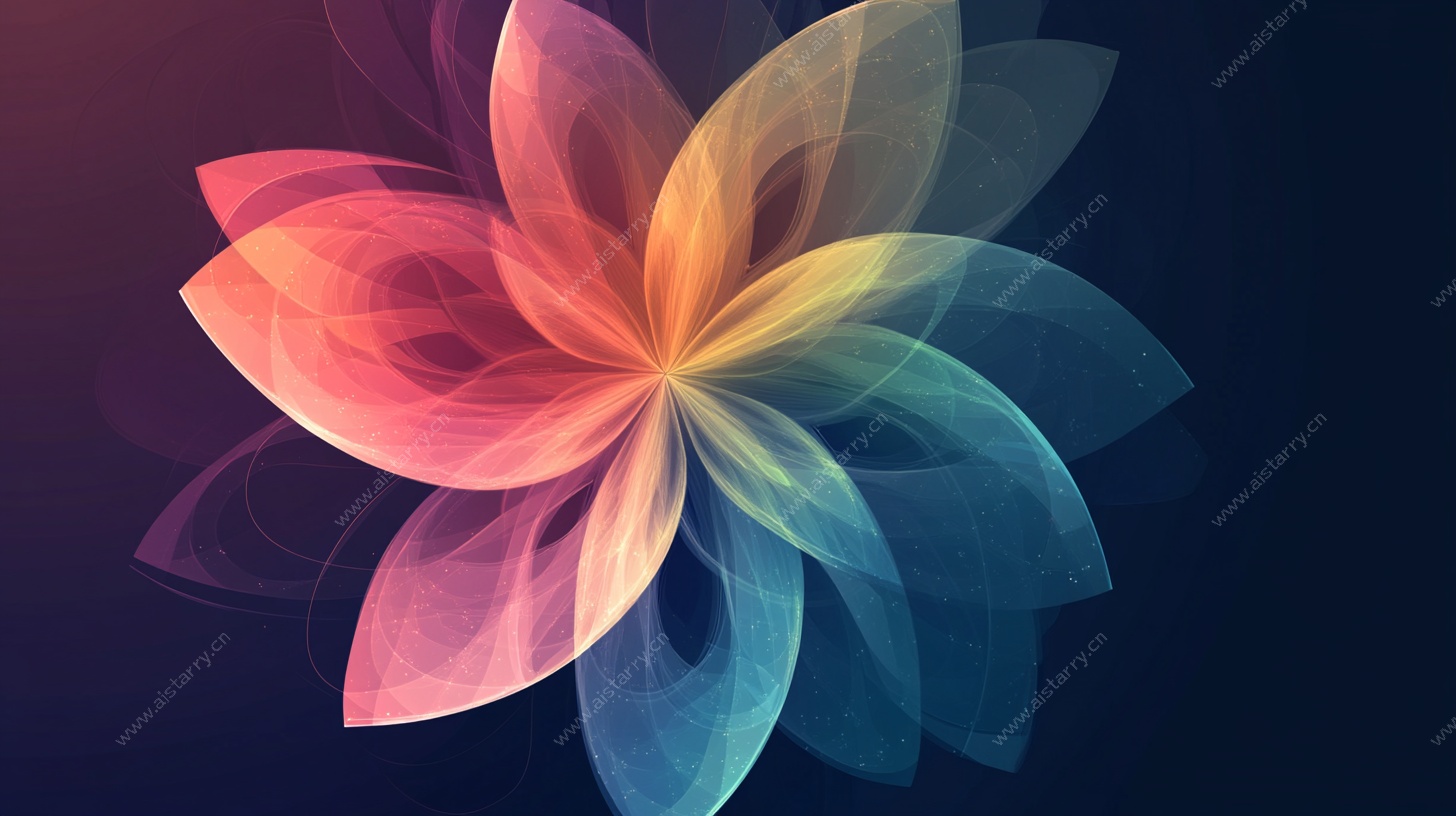 梦幻多彩抽象花朵图案