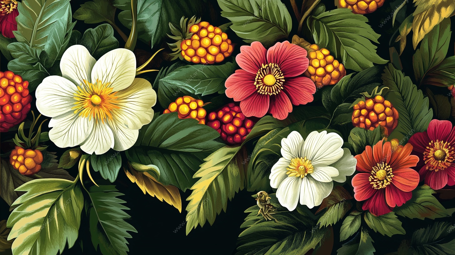 繁花硕果的自然景致