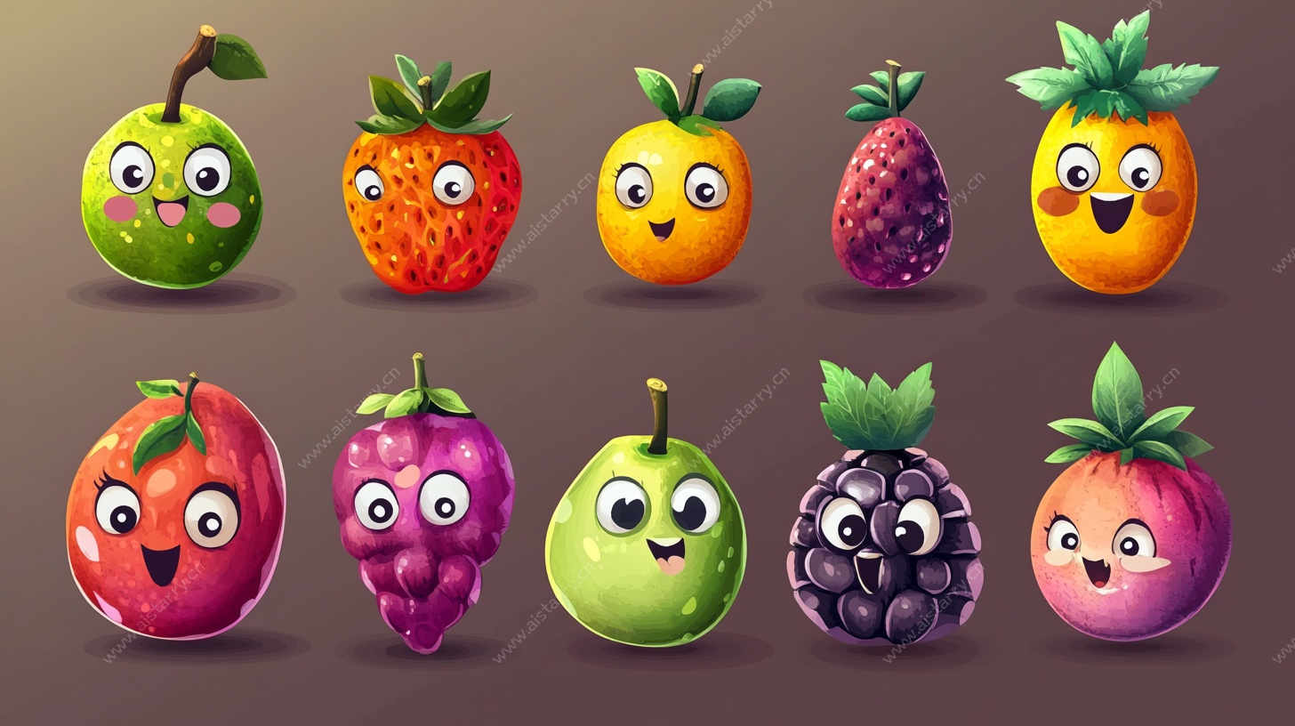 可爱表情水果卡通集合