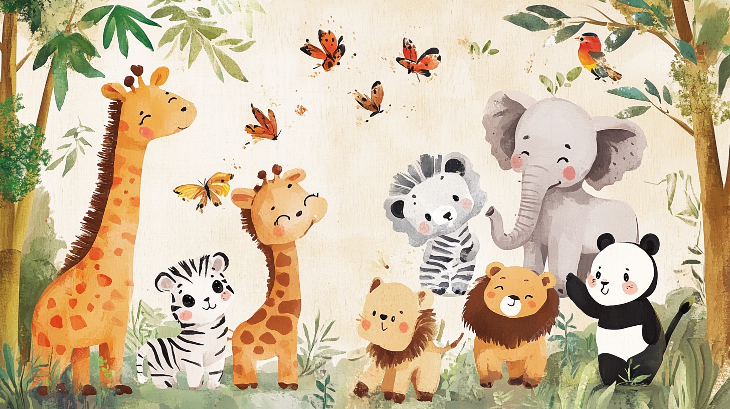 动物森林聚会插画