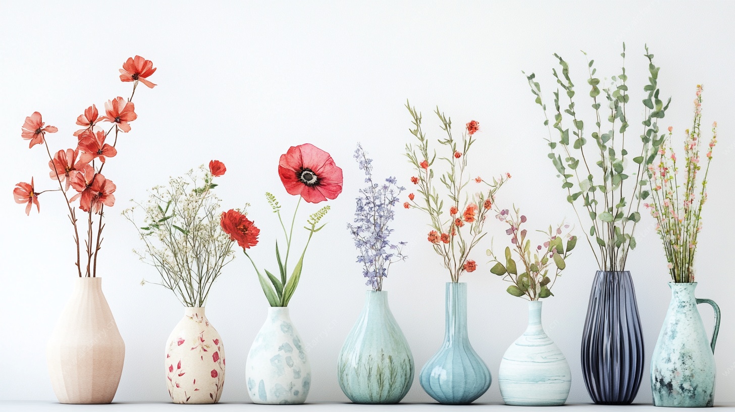 花瓶插花组合 清新装饰图