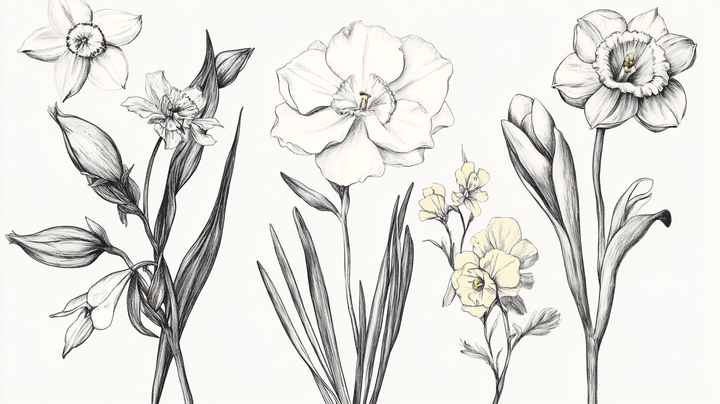 手绘花卉线稿集合