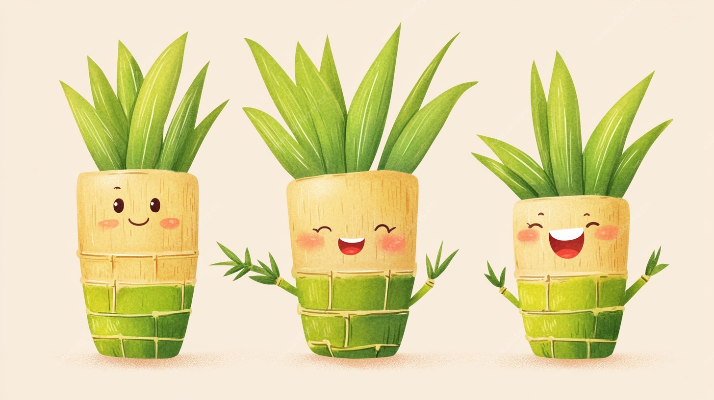 可爱拟人化竹笋插画