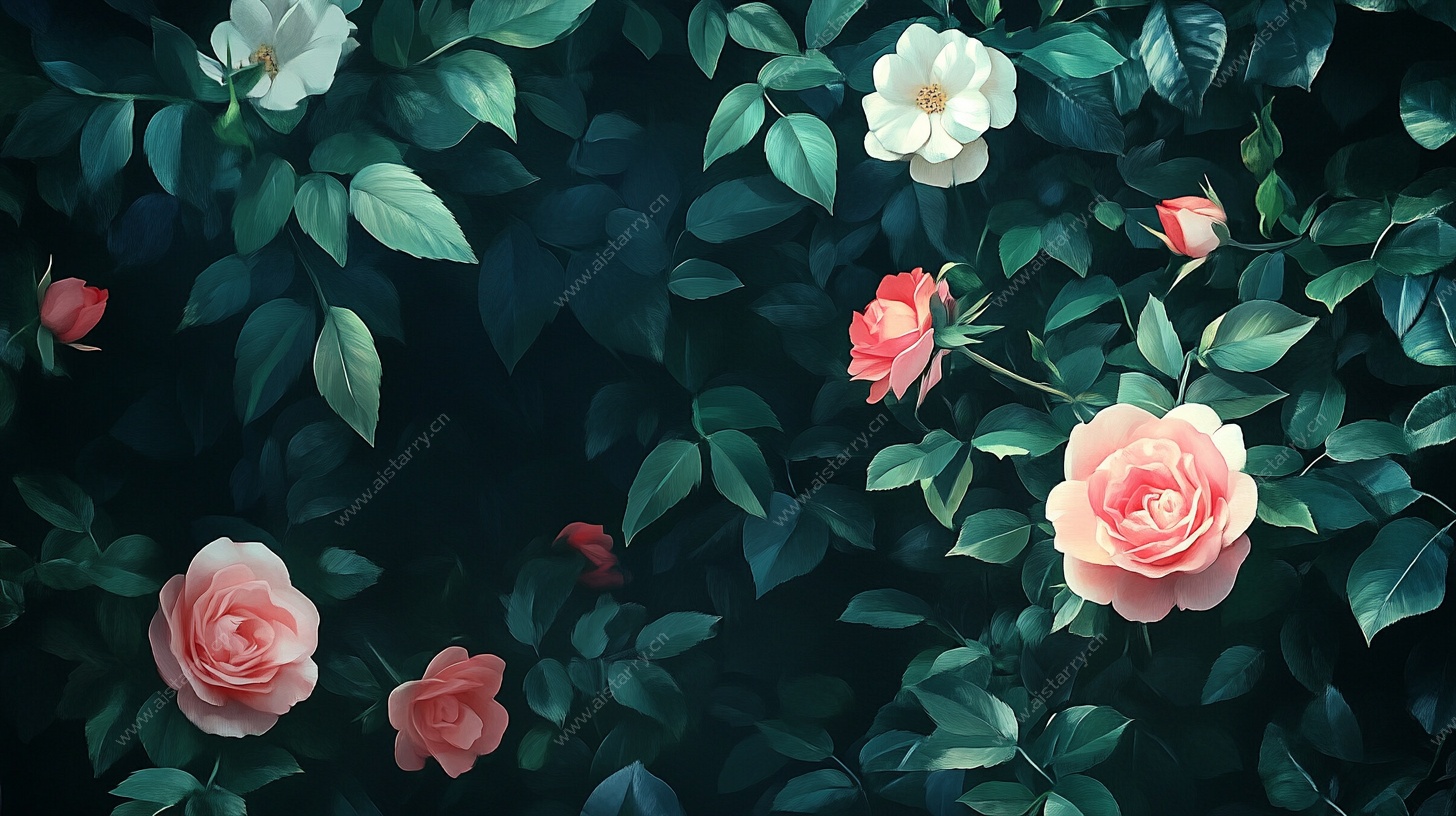 梦幻玫瑰花卉背景图