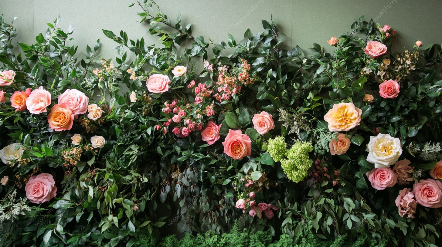 缤纷玫瑰绿植墙