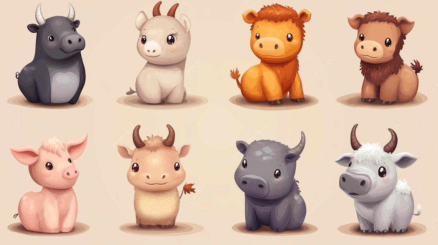 可爱卡通牛形象集合