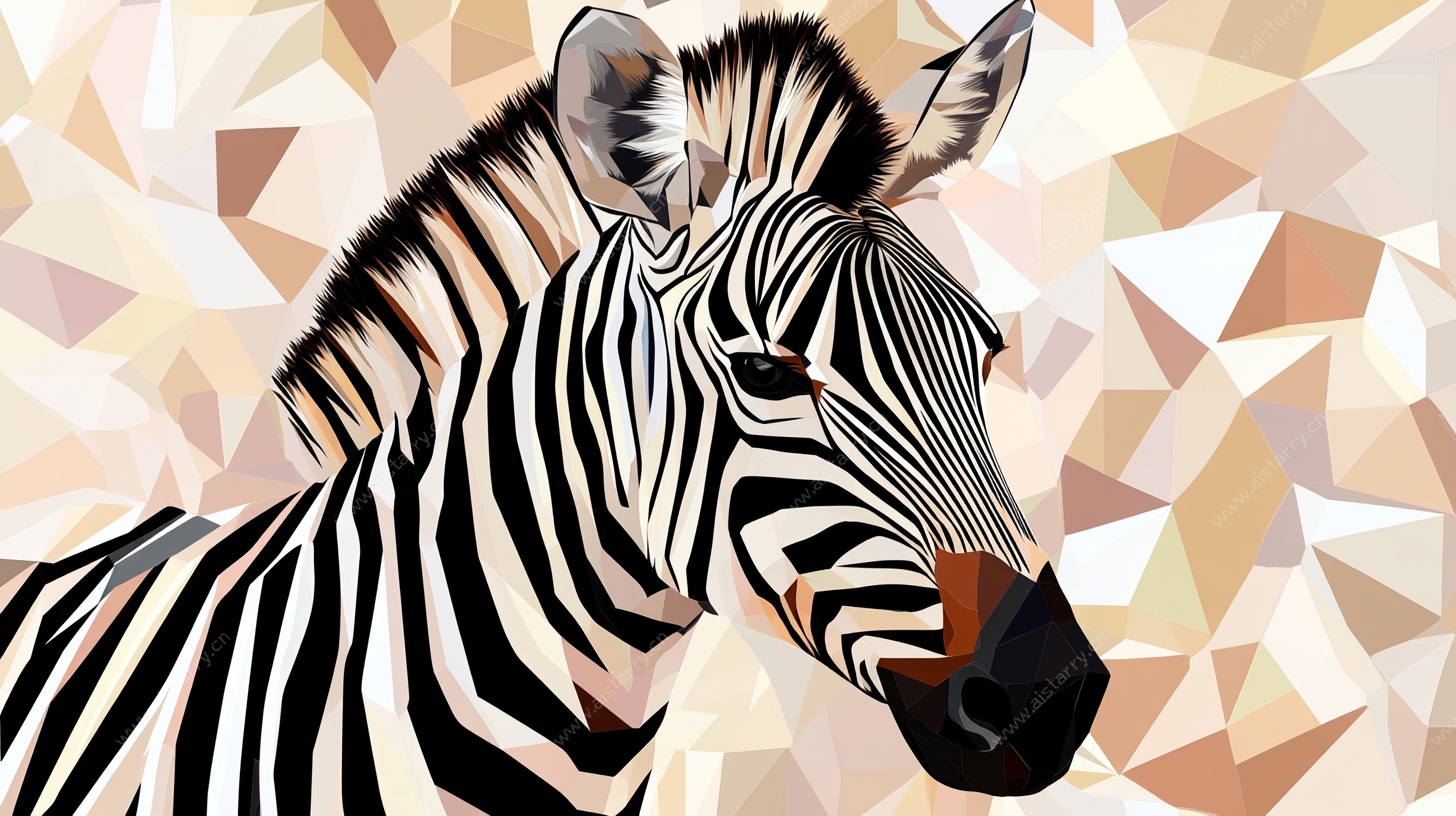 斑马几何风头像插画