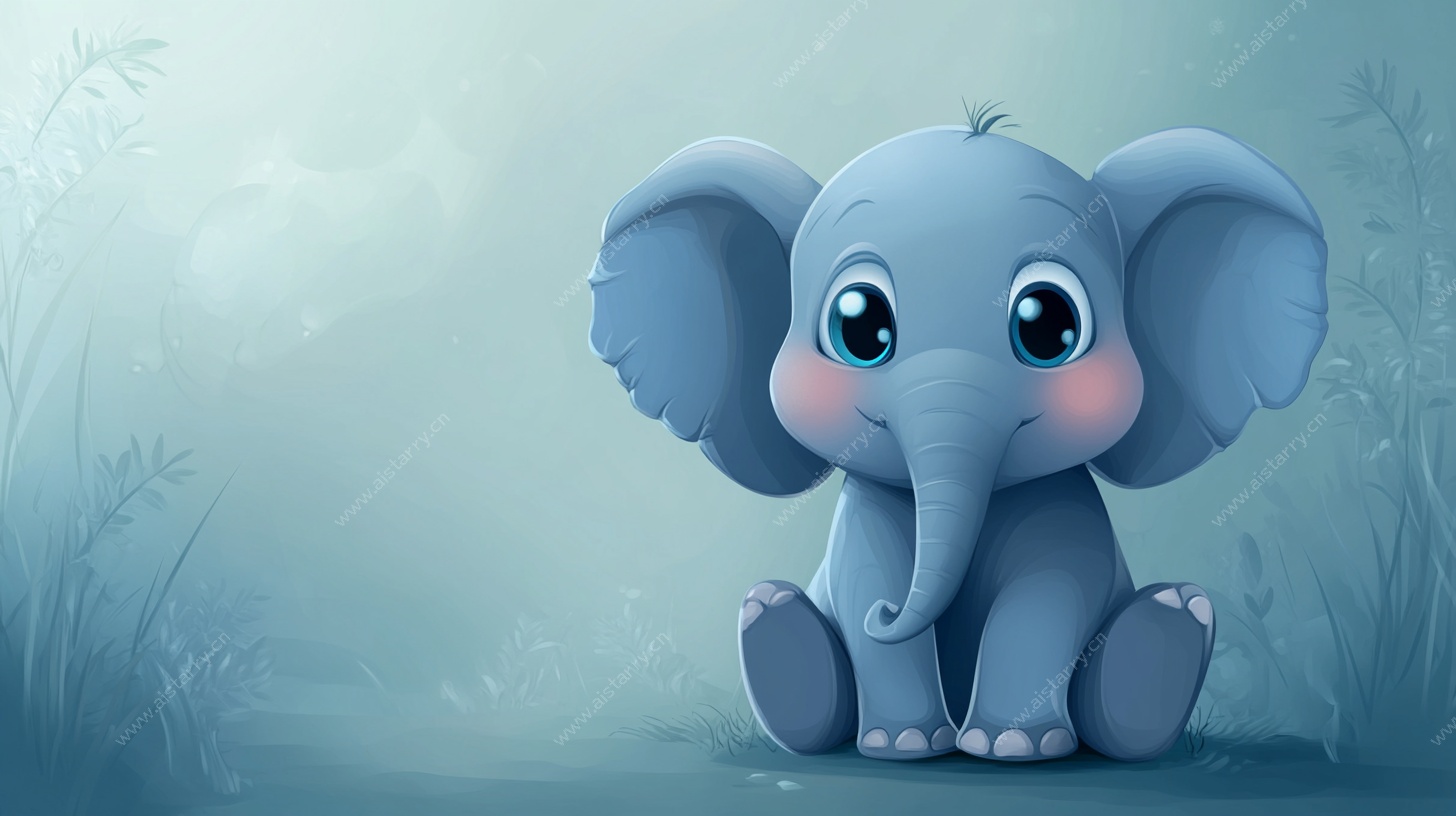 可爱小象萌趣插画