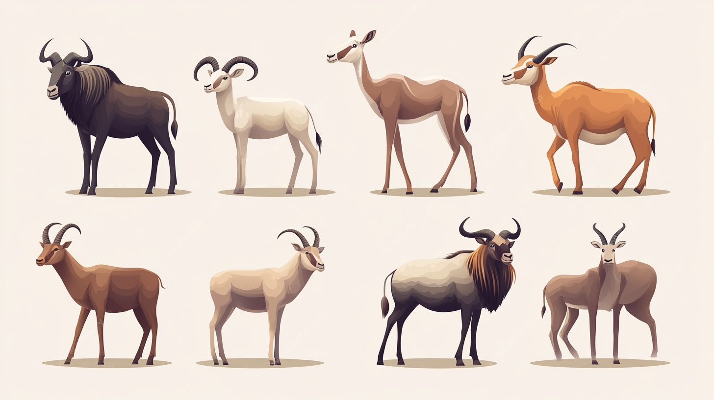 多样羚羊插画集合