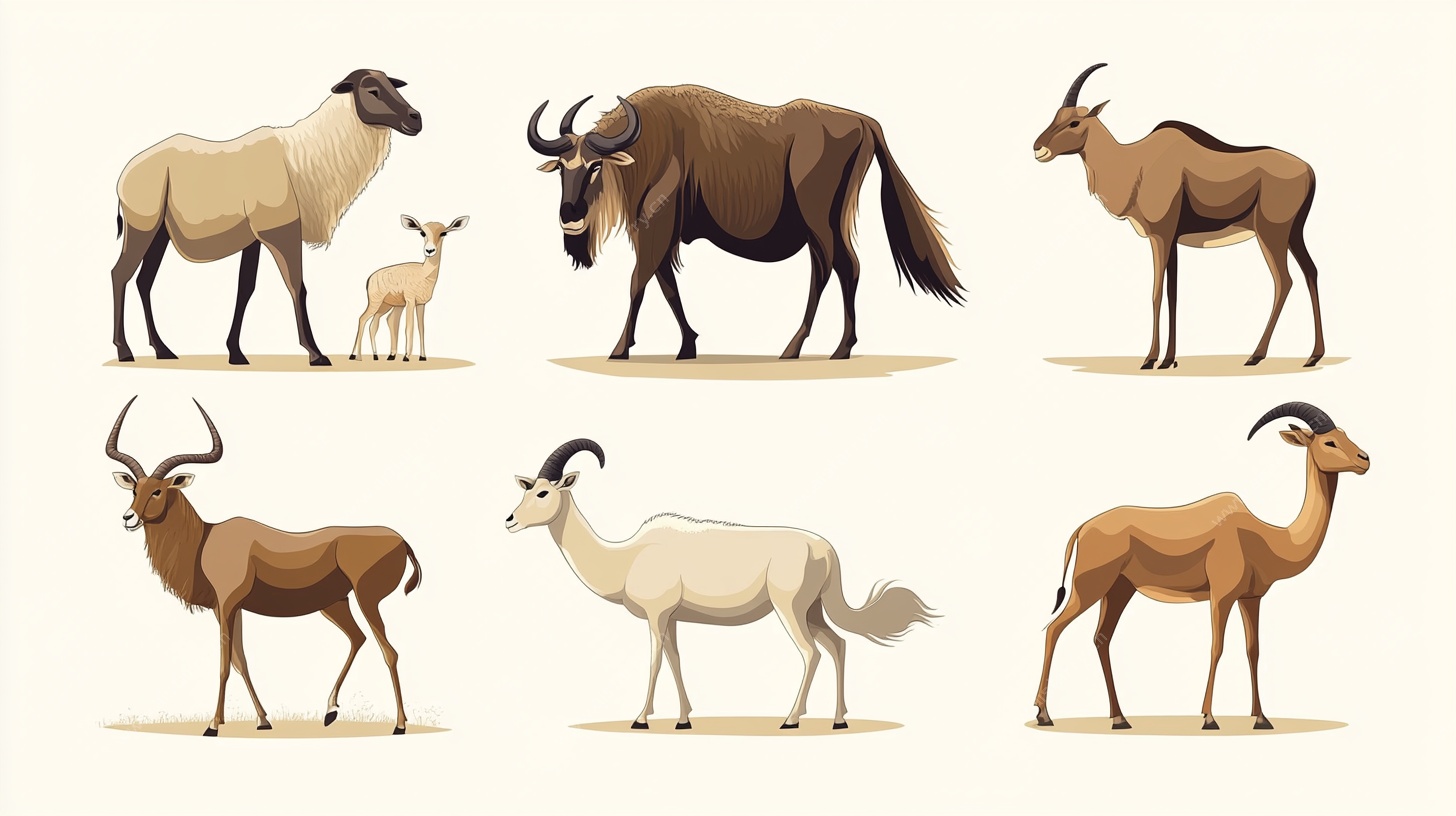 草原羚羊等动物插画集合