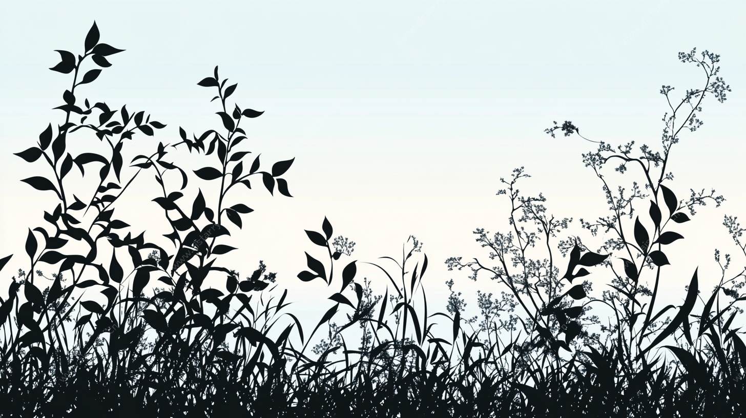 植物剪影天际线