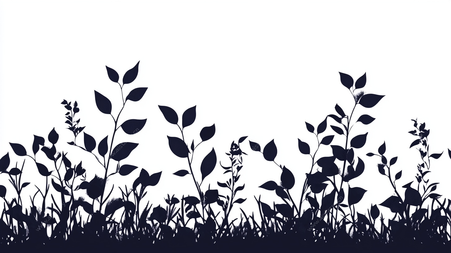 植物剪影边框图案