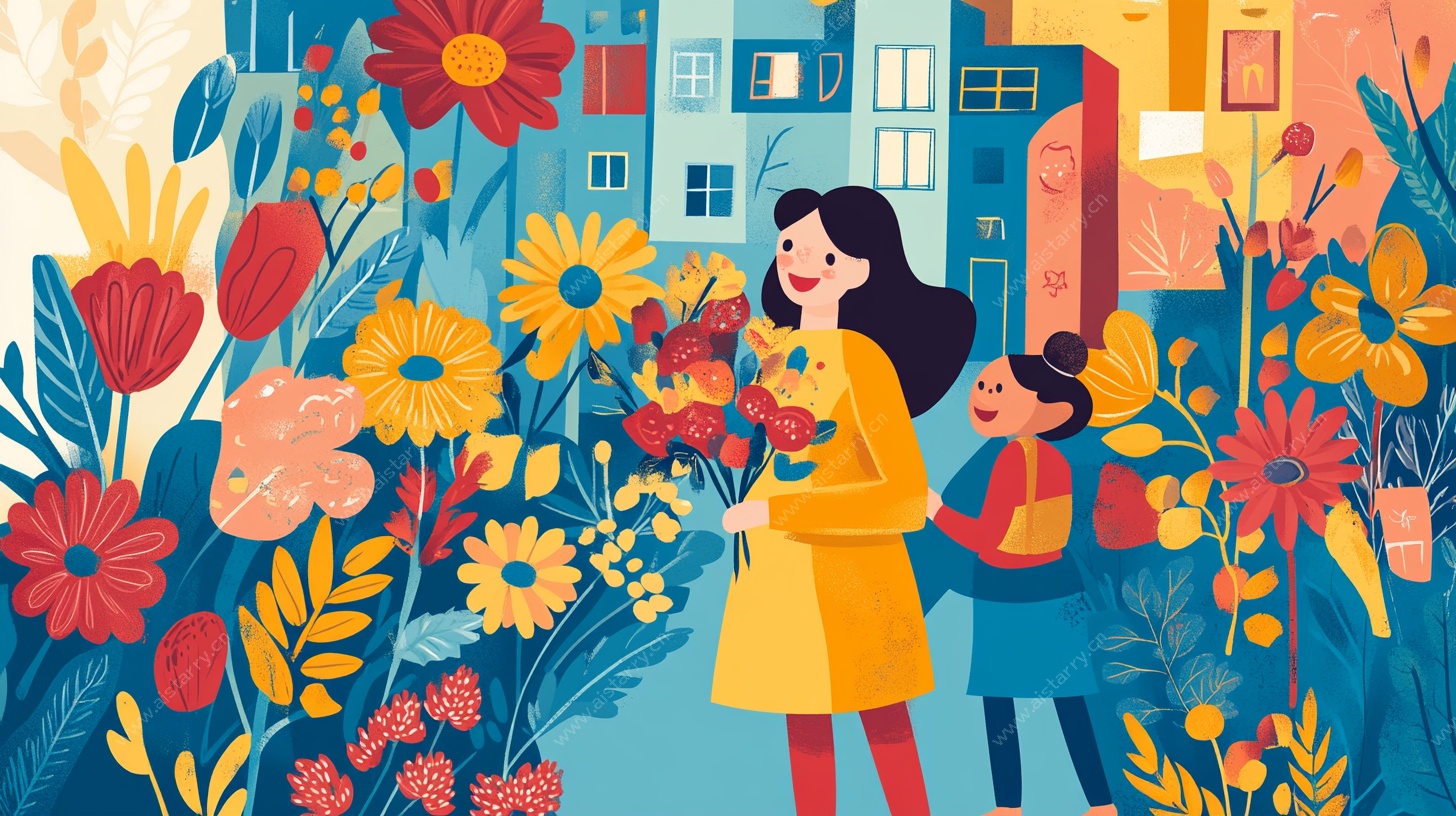 母子花径漫步图