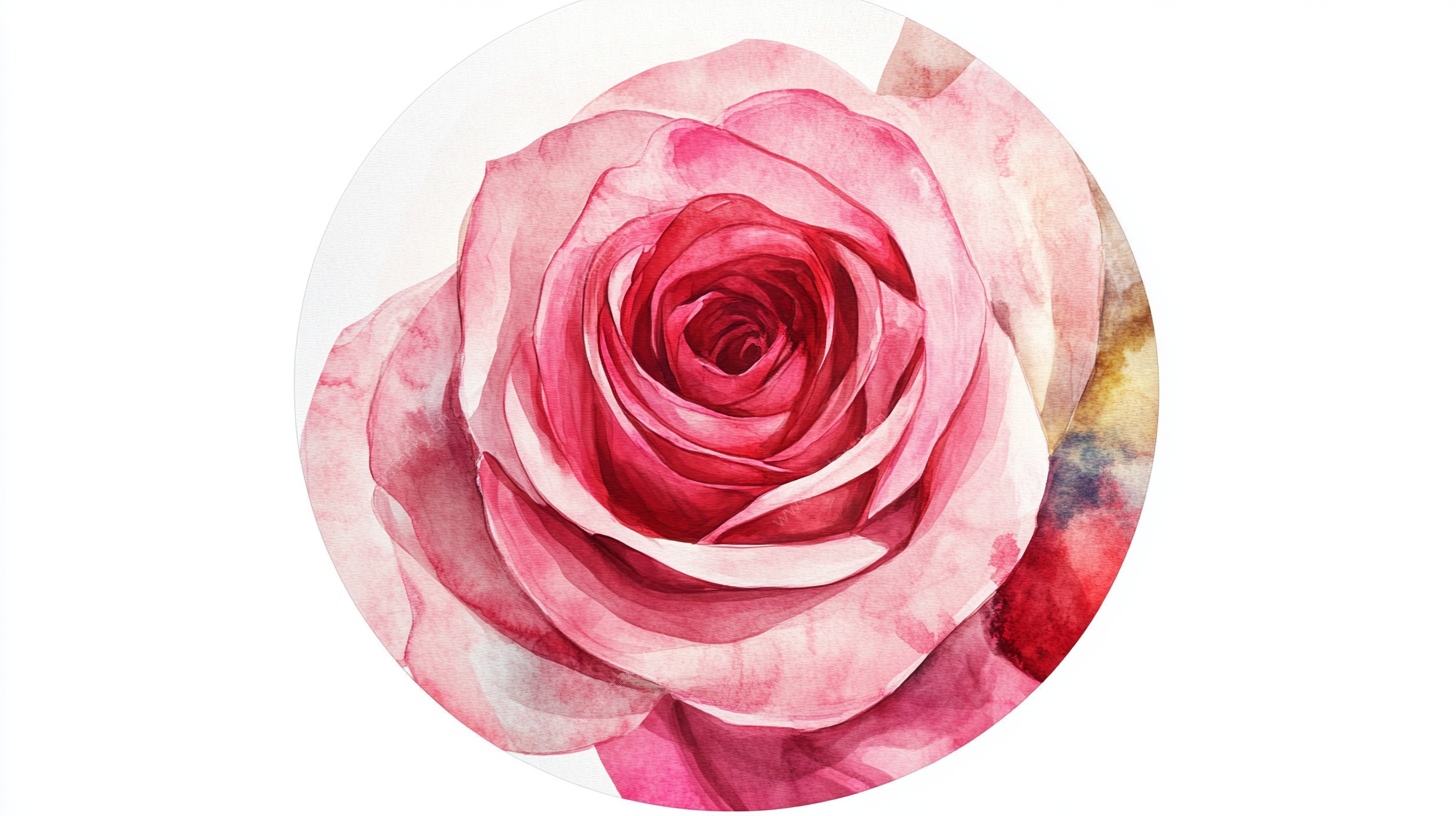 水彩粉色玫瑰花卉图