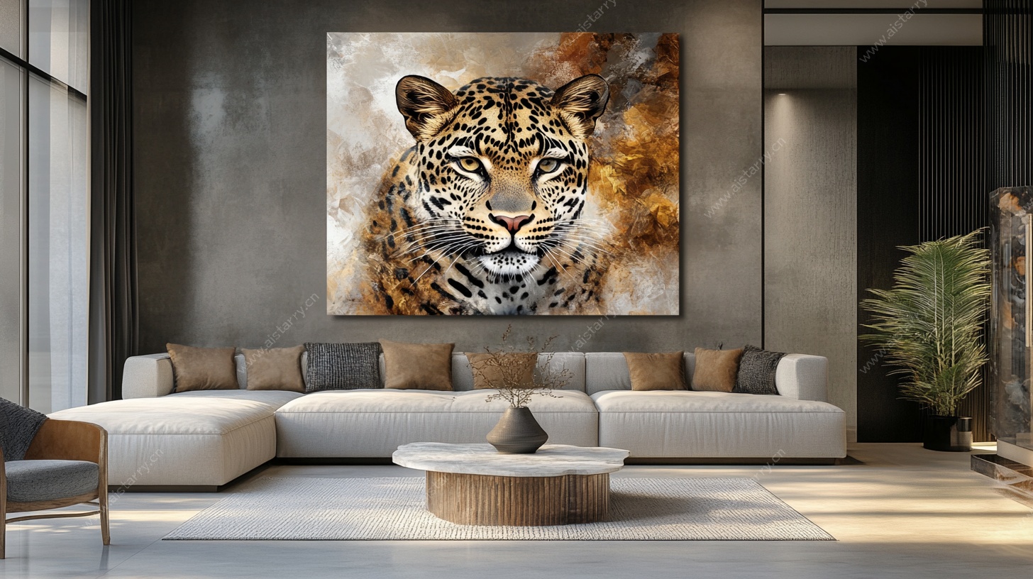 客厅中霸气虎图艺术装饰