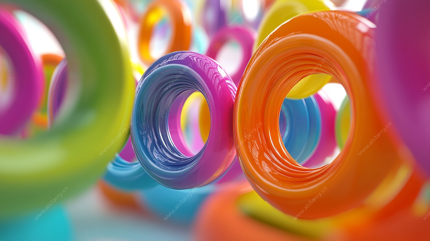 多彩圆环的梦幻视觉盛宴