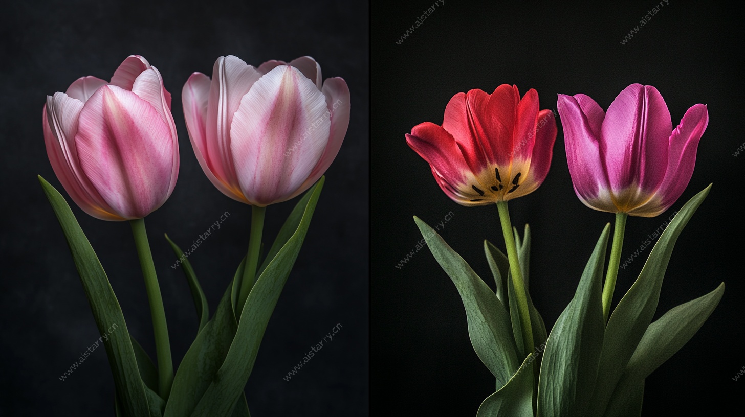 双色郁金香特写