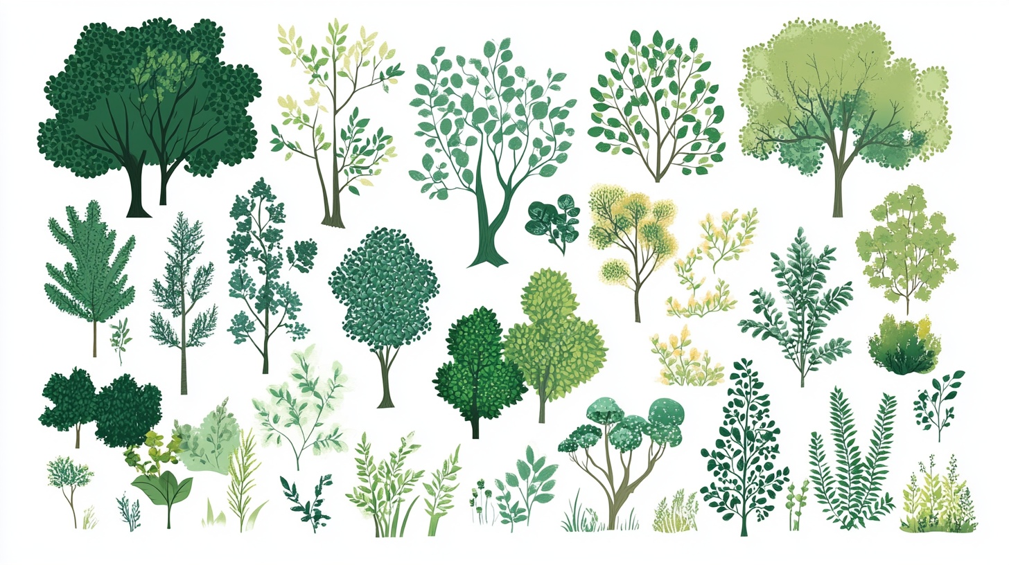 多样绿植插画集合
