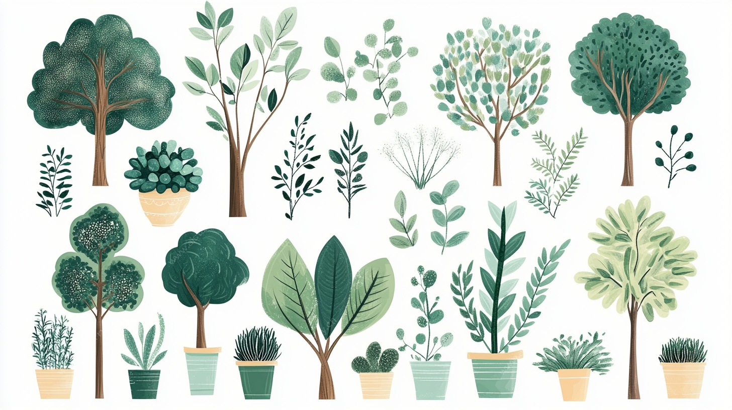 绿植盆栽插画集合